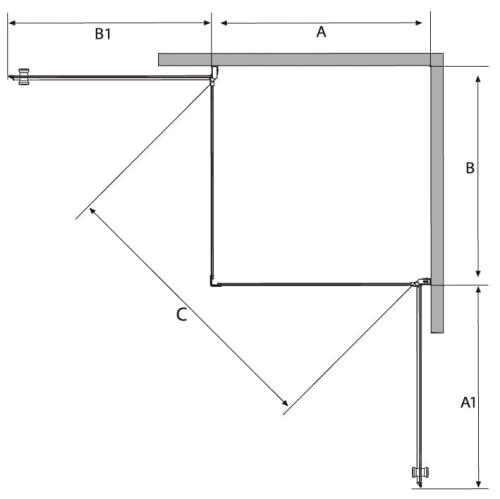 BRAVA Kabina prysznicowa narożna kwadratowa 100 x 100 cm MD100MD100KND Sanotechnik rysunek