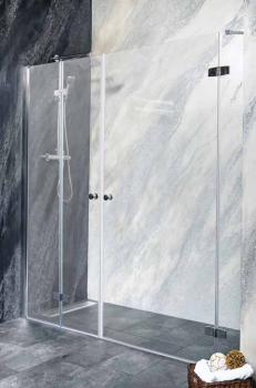 SYMPHONY Drzwi prysznicowe do wnęki skrzydłowo-składane 190x195 cm M12111RM1290FL Sanotechnik