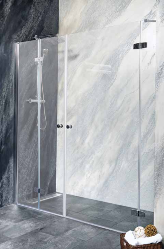 SYMPHONY Drzwi prysznicowe do wnęki skrzydłowo-składane 200x195 cm M12111RM12100FL Sanotechnik