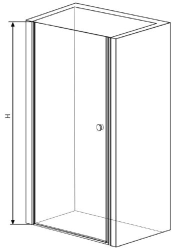Drzwi prysznicowe do wnęki skrzydłowe 90 x 195 cm BRAVA MD90 Sanotechnik rysinek techniczny