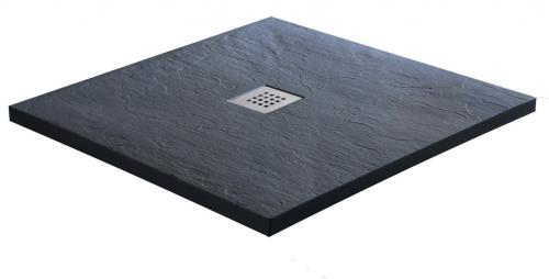 Brodzik prysznicowy kwadratowy kompozytowy 90 x 90 x 3 cm antracyt szary KRETA 50010 Sanotechnik