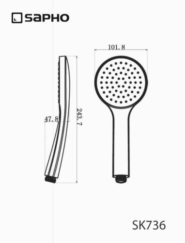 Rączka prysznicowa 1-funkcyjna SK736 Sapho rysunek