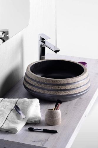Umywalka nablatowa ceramiczna 41 x 15 cm czarny PRIORI PI021 Sapho wizualizacja