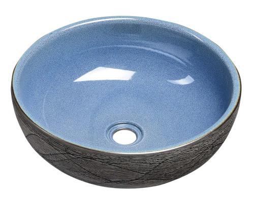 Umywalka nablatowa ceramiczna 41 x 15 cm niebiesko szary PRIORI PI020 Sapho