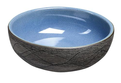 Umywalka nablatowa ceramiczna 41 x 15 cm niebiesko szary PRIORI PI020 Sapho bok