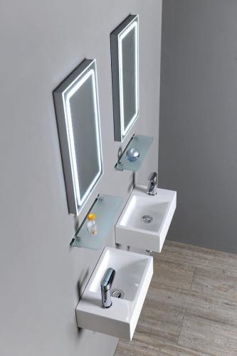 Umywalka kompozytowa mała 36 x 23 cm biały prawa ALABAMA AL565 Sapho wiszace