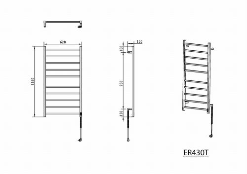 Łazienkowa suszarka elektryczna z timerem 620 x 1160 mm chrom 120 W ESKINADO ER430V Sapho rysunek