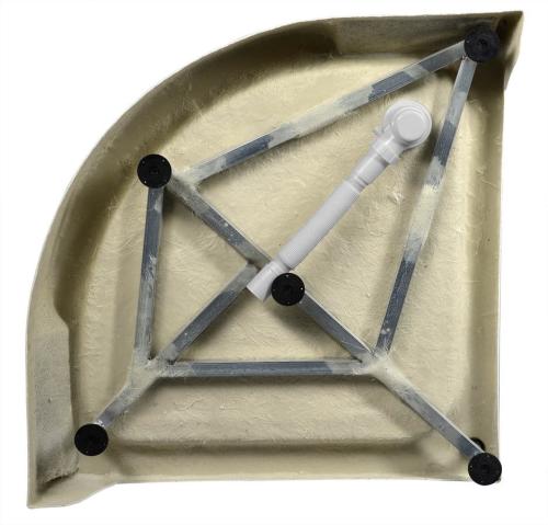 Brodzik prysznicowy półokrągły akrylowy R55 90 x 90 x 15 cm kompletny BTTR90 Aqualine spód