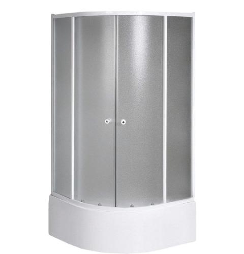 ARLEN Kabina prysznicowa półokrągła 80x80x150 cm, profil biały, szkło matowe BTR803 Aqualine