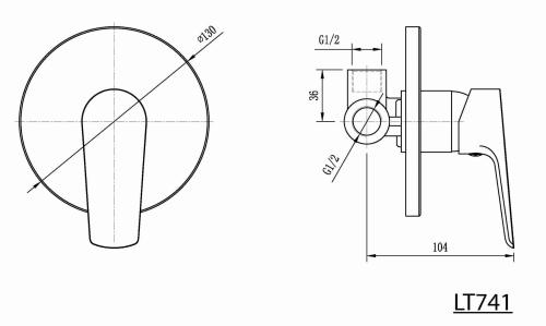 Bateria prysznicowa podtynkowa LOTTA LT741 Aqualine  rysunek