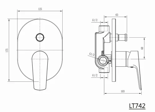 Bateria prysznicowa podtynkowa 2-funkcyjna LOTTA LT742 Aqualine rys