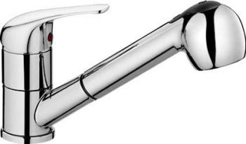 Bateria zlewozmywakowa stojąca z wyciąganą wylewką chrom połysk AQUALINE 40 52137 Aqualine