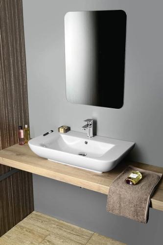 Umywalka ceramiczna 70 x 48 cm biały DORI FS1D1 Sapho wizualziacja