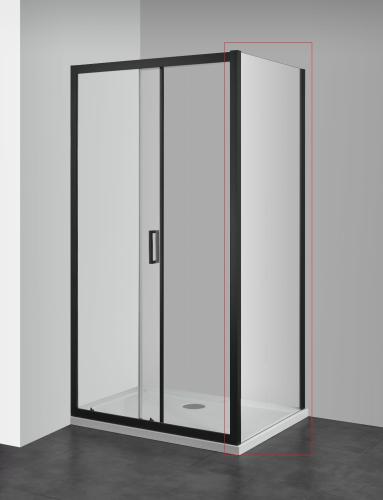 ELITE BLACK Ścianka prysznicowa profil czarny mat 90x195 cm F90B Sanotechnik