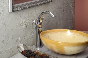 Bateria umywalkowa stojąca wysoka chrom połysk ANTEA 3271L Reitano aranżacja