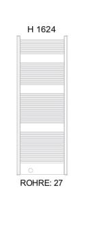 Grzejnik łazienkowy 590 x 1624 mm biały 835 W GRAZ G162 Sanotechnik rysunek