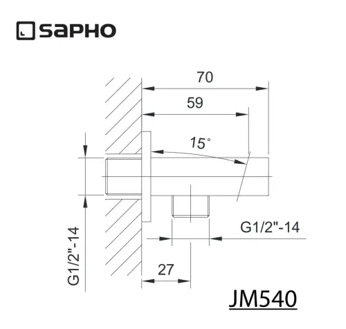 Przyłącze kątowe z uchwytem na rączkę chrom JUMPER JM540 Sapho rysunek