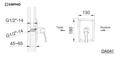 Bateria prysznicowa podtynkowa 1 funkcyjna DREAMART DA041 Sapho rysunek