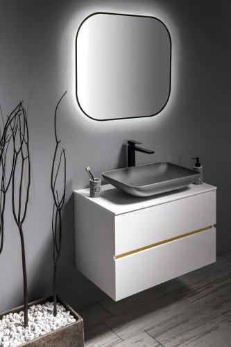 Bateria umywalkowa stojąca wysoka czarny mat DIMY DM006BL Sapho aranżacja