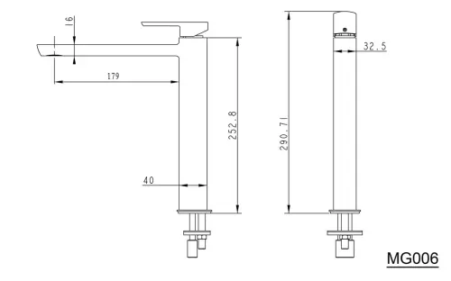 Bateria umywalkowa stojąca wysoka chrom połysk MIXONA MG006 Sapho rysunek