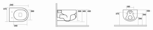 Miska WC podwieszana biały RIMLESS 37 x 54 cm FLO 311101 Kerasan rysunek