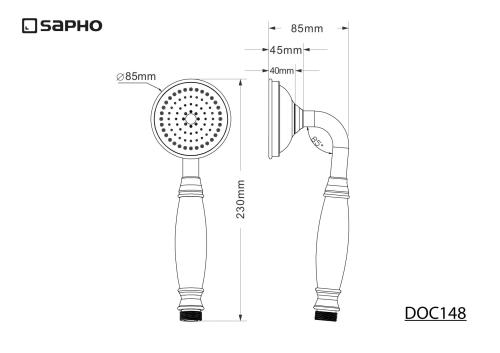 Rączka prysznicowa chrom DREAMART DOC148 Sapho rysunek