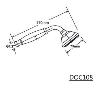 Rączka prysznicowa nikiel EPOCA DOC108 Sapho rysunek