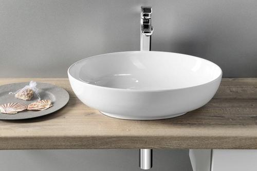 Umywalka nablatowa ceramiczna 51,5 x 14,5 x 39 cm biały OFELIE AR433 Sapho wizualizacja
