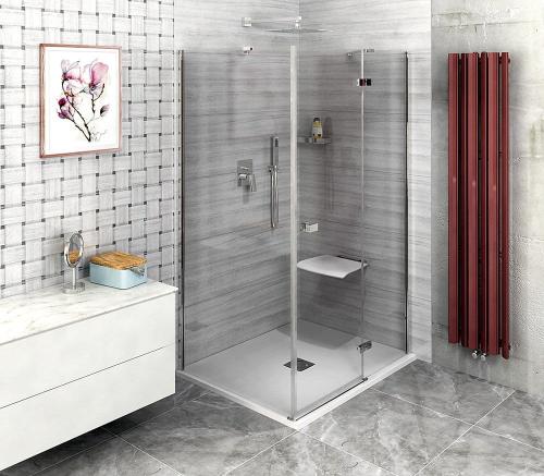 Drzwi prysznicowe skrzydłowe prawe szkło czyste 130x200 cm FORTIS LINE FL1113R Polysan złożona