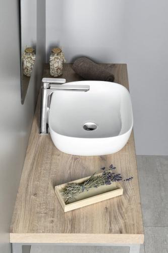 Umywalka nablatowa ceramiczna 48,5 x 39,5 cm biały AR419 Sapho  aranżacja