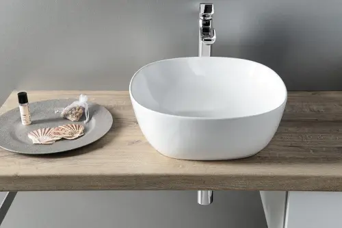 Umywalka ceramiczna nablatowa 41 x 41 cm biały MORO AR420 Sapho wizualizacja