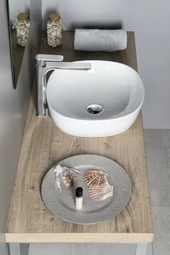 Umywalka ceramiczna nablatowa 41 x 41 cm biały MORO AR420 Sapho