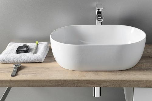 Umywalka nablatowa ceramiczna 50 x 36 cm biały ETELA EL055 Sapho front