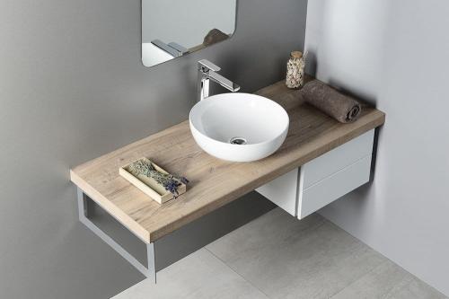 Umywalka ceramiczna nablatowa 40 x 14 cm biały RONDANE AR435 Sapho wizualizacja