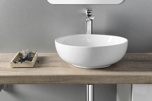 Umywalka ceramiczna nablatowa 40 x 14 cm biały RONDANE AR435 Sapho front