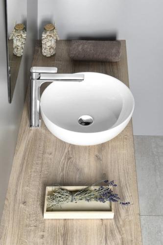 Umywalka ceramiczna nablatowa 40 x 14 cm biały RONDANE AR435 Sapho aranżacja