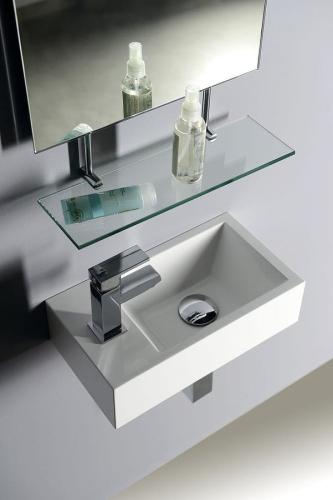 Umywalka kompozytowa mała 40 x 22 lewa biały AMAROK AR400 Sapho wizualizacja