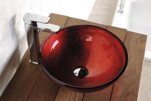 Umywalka nablatowa szklana 40 x 14 cm czerwony MURANO ROSSO AL5318-63 Sapho  z góry