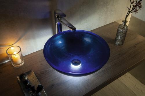 Umywalka nablatowa szklana 40 x 14 cm niebieski MURANO BLU AL5318-65 Sapho wizualizacja