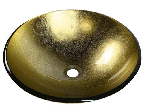 f4Umywalka nablatowa szklana 42 x 14 cm złoty BEAUTY SHAY 2501-22 Sapho