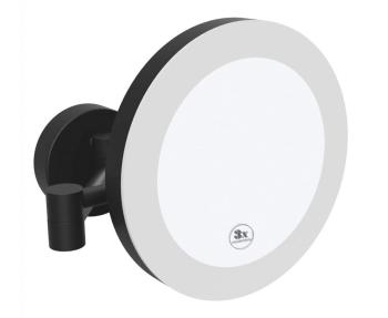 DARK Lusterko kosmetyczne z oświetleniem LED Ø200 mm IP44 czarne 116101770 Bemeta