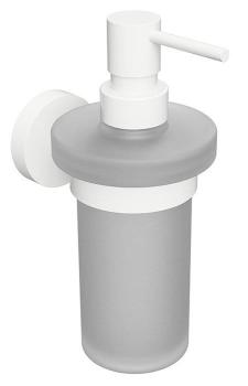 WHITE dozownik do mydła szklany z białym uchwytem 230 ml 104109014 Bemeta