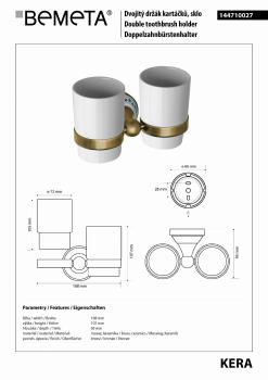 KERA podwójny uchwyt na kubek ceramiczny z motywem ozdobnym brąz 144710027 Bemeta