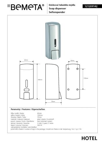 Dozownik do mydła 300 ml 121209142 Bemeta
