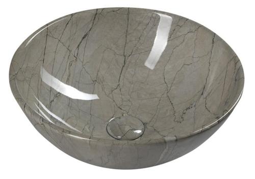 Umywalka nablatowa ceramiczna 42 x 16,5 cm szary marmur Dalma MM113 Sapho