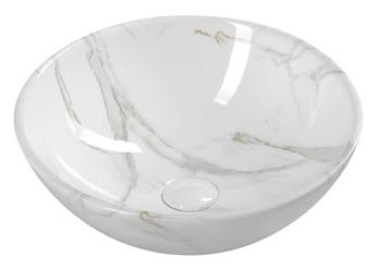 Umywalka nablatowa ceramiczna 42 x 16,5 cm biały marmur Dalma MM117 Sapho