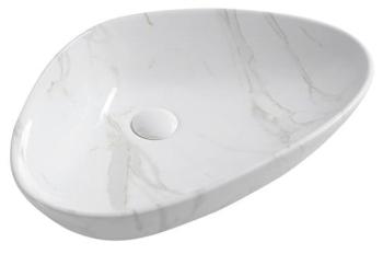 Umywalka nablatowa ceramiczna 58,5 x 39 cm biały marmur Dalma MM217 Sapho