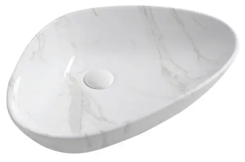 Umywalka nablatowa ceramiczna 58,5 x 39 cm biały marmur Dalma MM217 Sapho