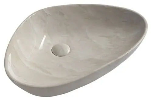 Umywalka nablatowa ceramiczna 58,5 x 39 cm beżowy marmur Dalma MM227 Sapho