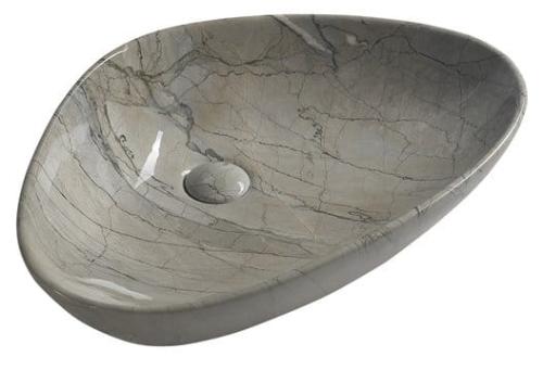 Umywalka nablatowa ceramiczna 58,5 x 39 cm szary marmur Dalma MM213 Sapho